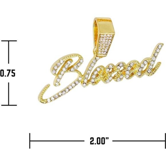 2021 Trend Iced Out BLESSED Bubble Letters Necklaces for Men  NEW Blessed Gold Iced Out Chains Necklace